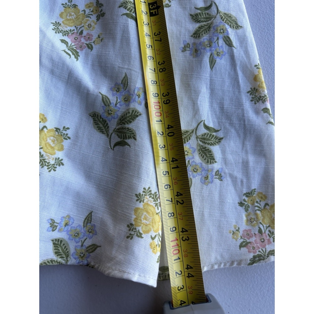 Zara Women's Small Midi Dress Printed Floral Sleeveless Ecru Linen Blend EUC - Picture 10 of 14
